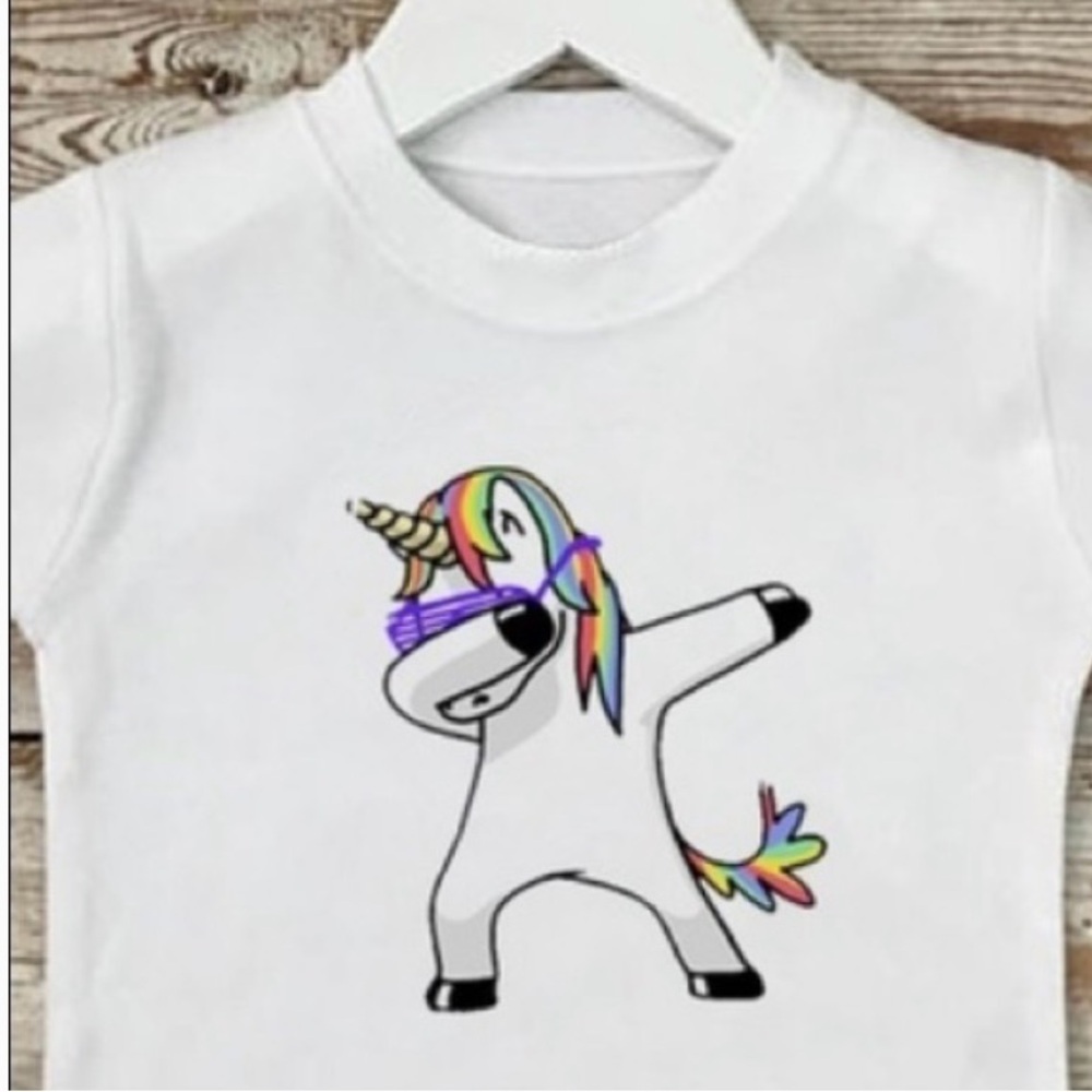 Girl Dancing Unicorn T-Shirt - White - Picture 3 of 4